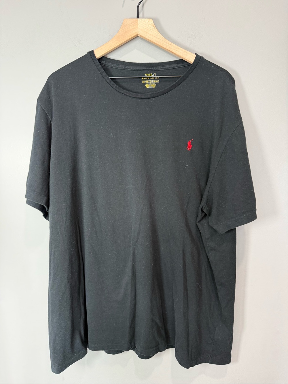 Polo by Ralph Lauren Black Tee with Red Pony Embroidery size XXL